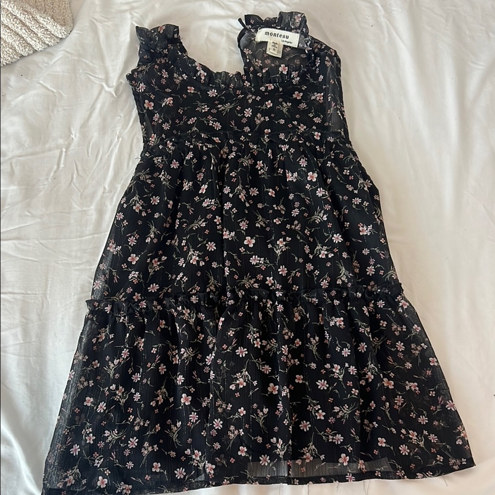 Monteau Black White Scoop Neck Sleeveless Blouse